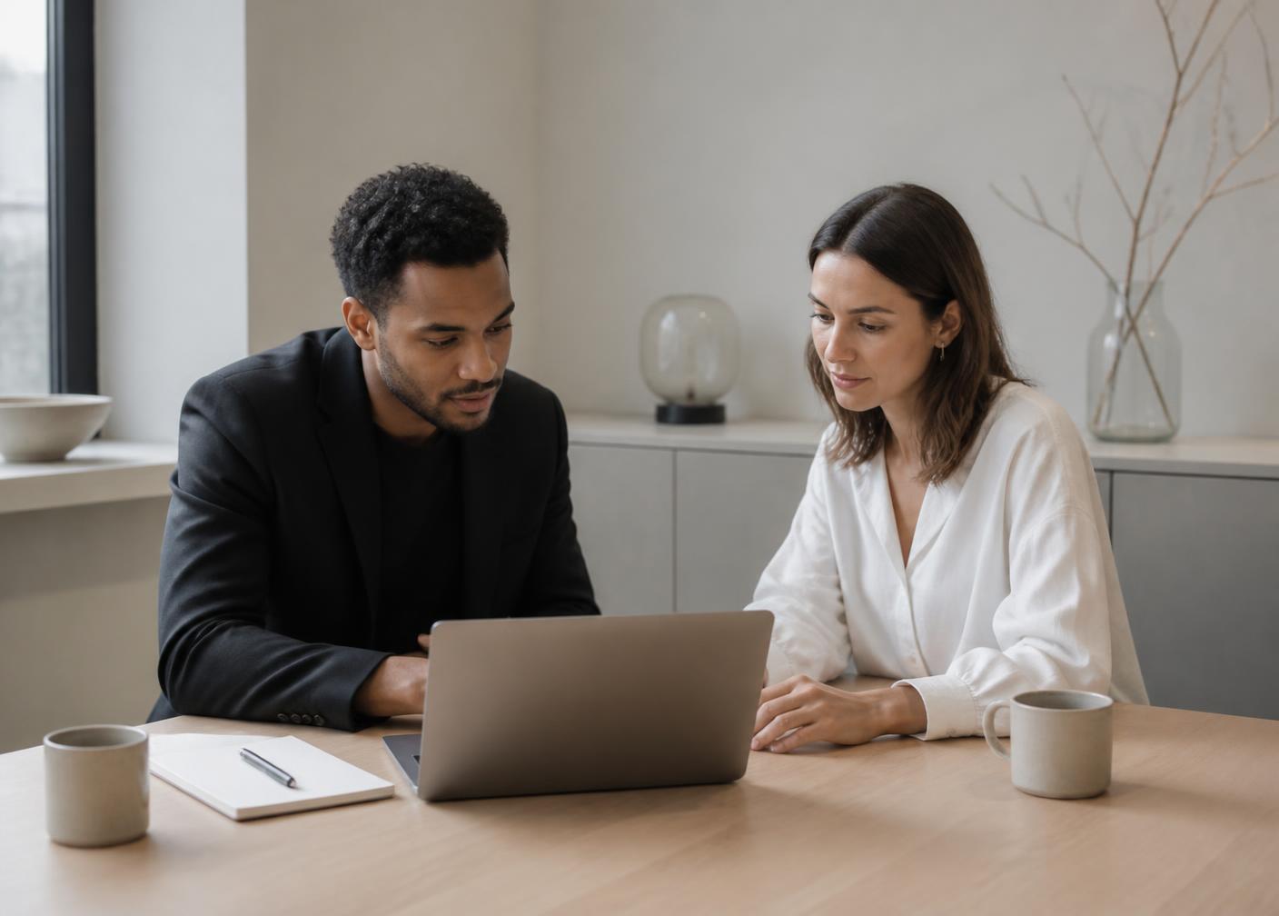 Séance de travail entre deux professionnels